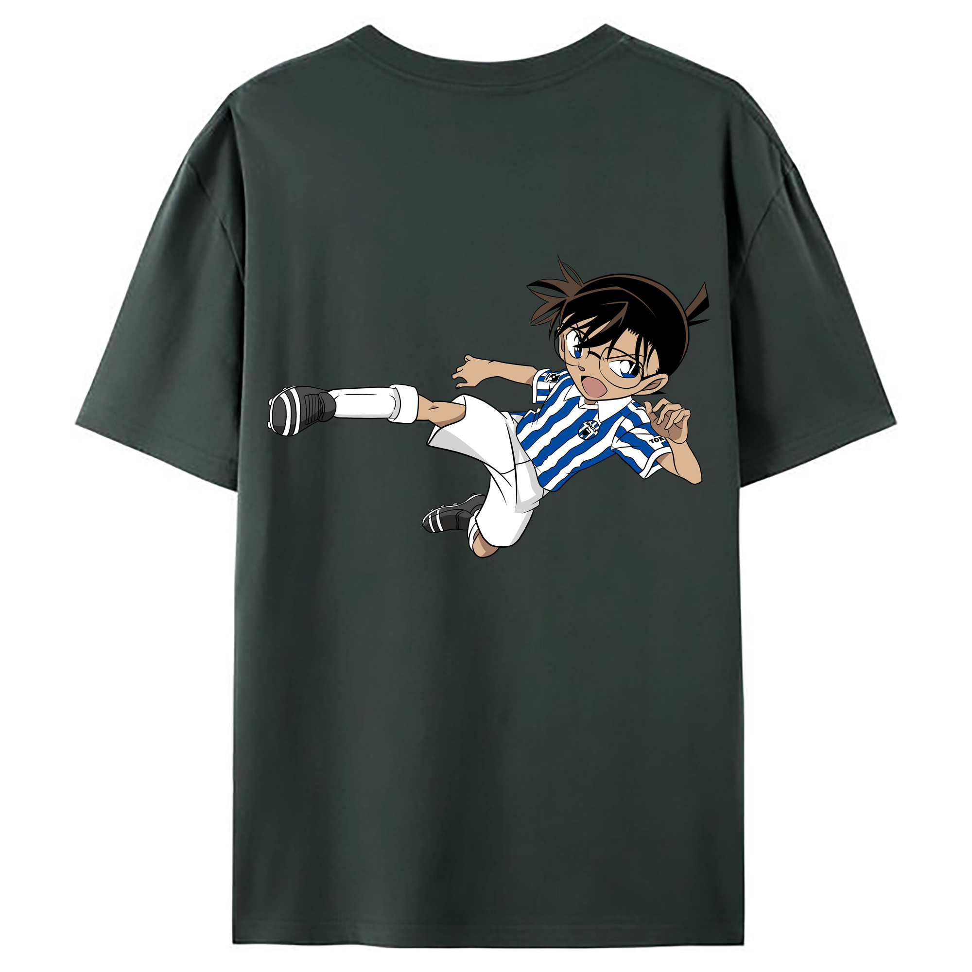 （画像用） 名探偵コナン 江戸川 コナン Detective Conan Conan Edogawa 綿100％ メンズ半袖Tシャツ（バックプリント） 通気性